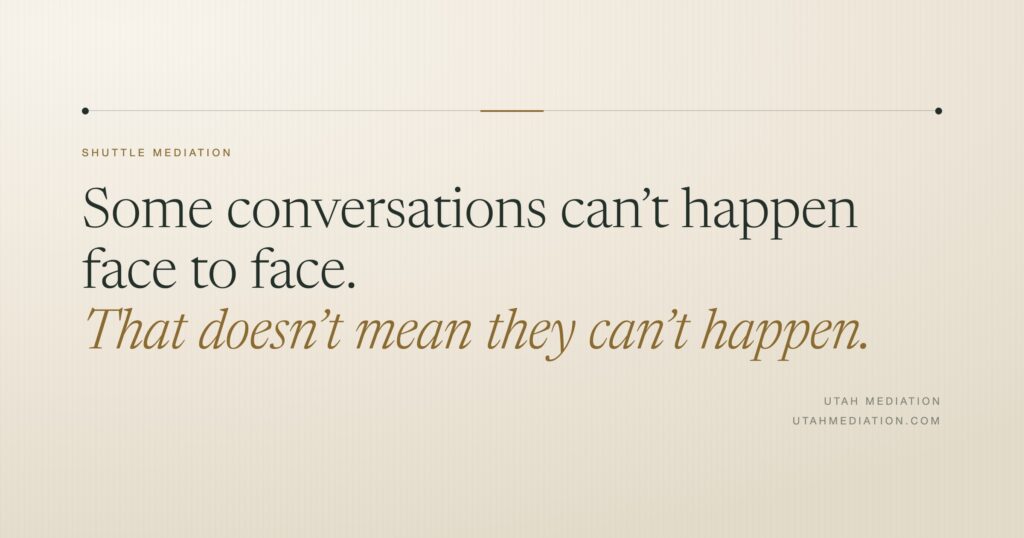 Quote graphic reading: Some conversations can't happen face to face. That doesn't mean they can't happen.